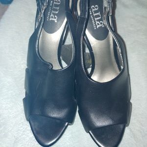 Brand new soft leather black platform